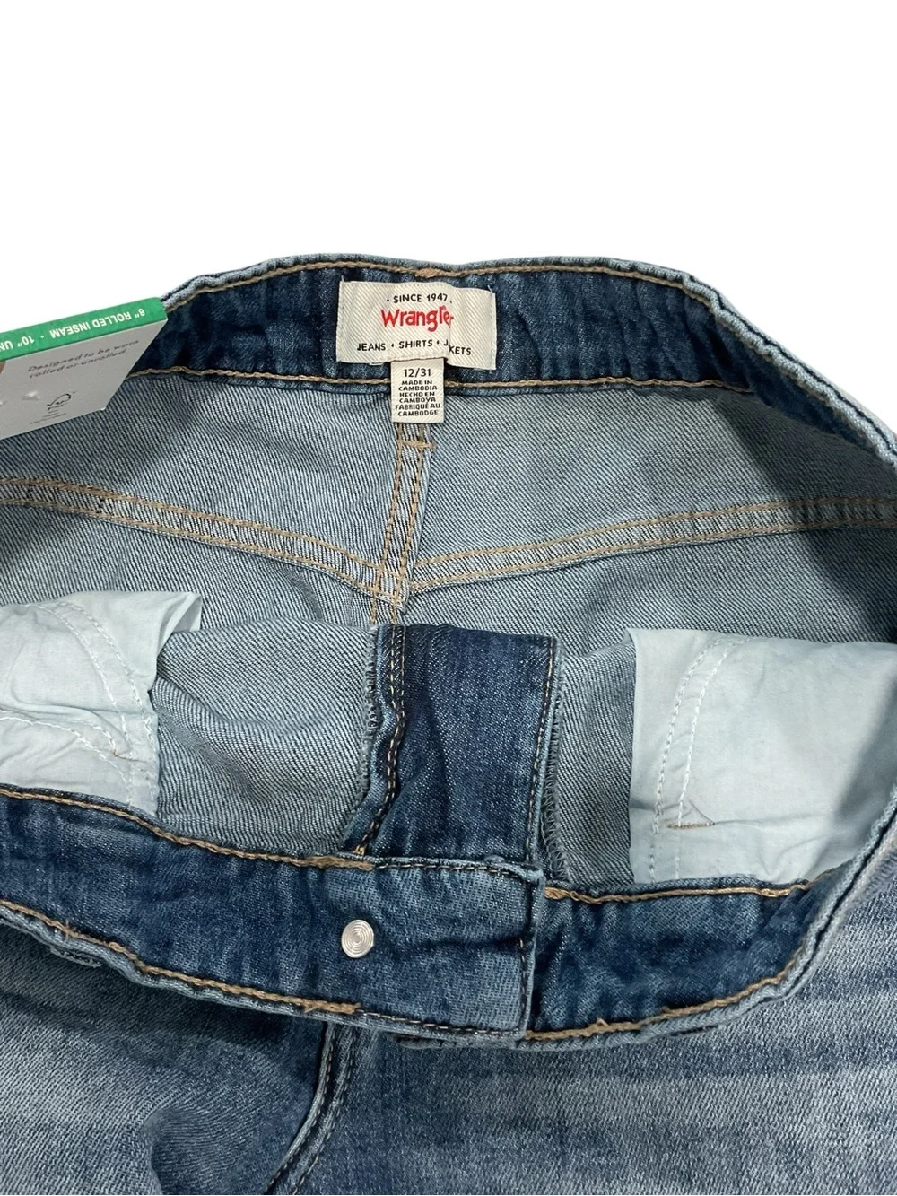 Wrangler Womens High Rise Denim Shorts Blue Size 12 NWT 1960923